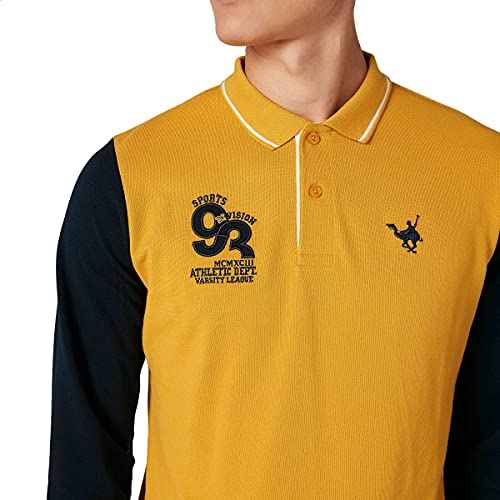 Splash Men's Pullover with Chest Embroidery and Contrast Long Sleeves