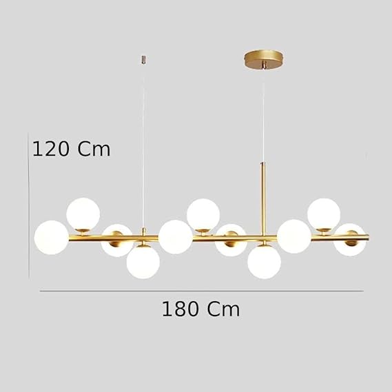 ثريا سقف من الفولاذ من Joky Lights مع 11 كرة زجاجية مضيئة - ذهبي لامع