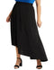 Splash Elastic-Waistband Asymmetric-Hem Solid Maxi Skirt for Women