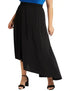 Splash Elastic-Waistband Asymmetric-Hem Solid Maxi Skirt for Women