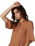 Elle Short Sleeves Shirt Neck Blouse for Women - Safqqa Egypt