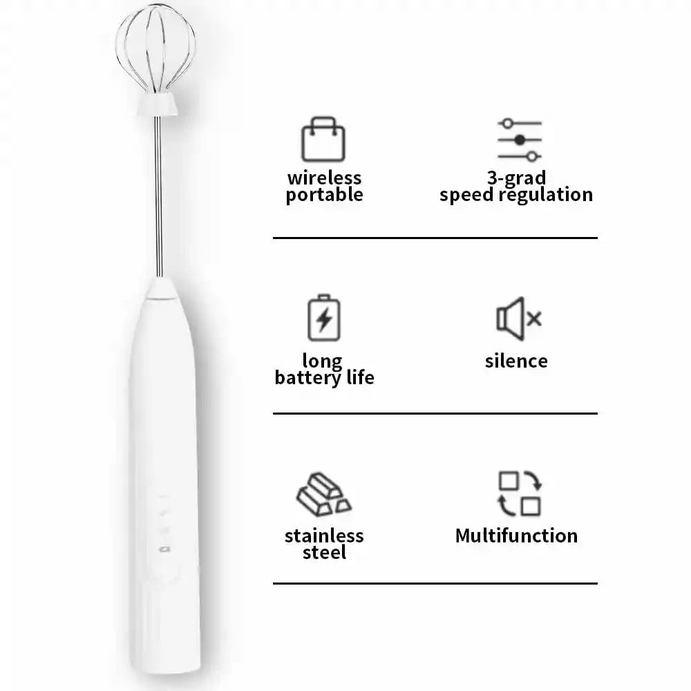 Darbermu 3-Speed Rechargeable Milk Frother with Dual Whisks – Handheld Coffee & Egg Mixer - Safqqa Egypt