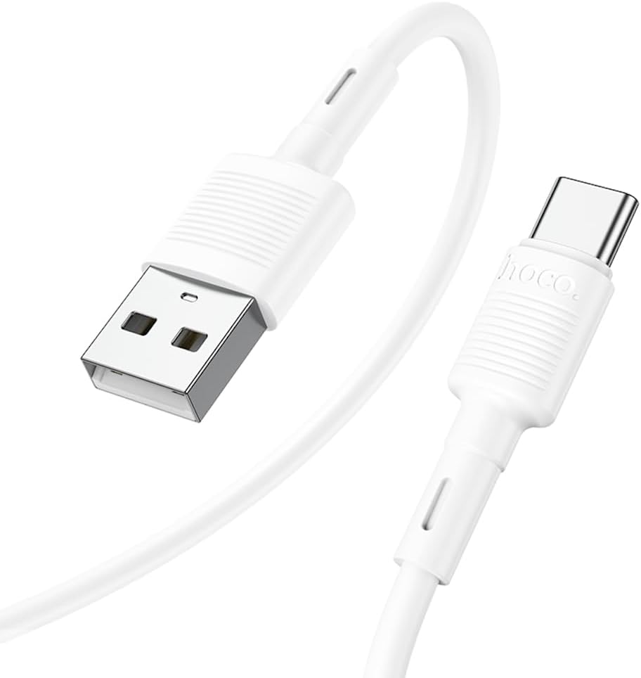 Hoco X83 - Victory Charging And Data Transmittion Cable (3A - 1M), USB-A To USB-C Plug, Compatible With Samsung Huawei Xiaomi Oppo - White