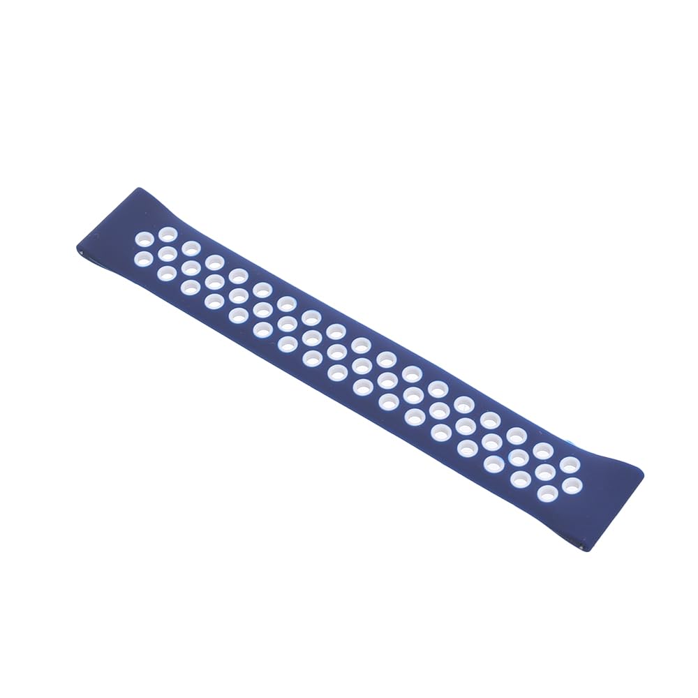 Generic Silicone Adjustable Watch Strap With Holes Design For Unisex Compatible With Smart Watches 20 MM - Navy White