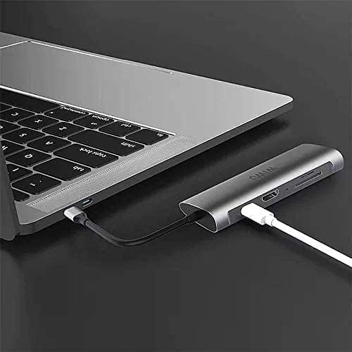 موزع منافذ متعددة 8 في 1 من WIWU مع شحن PD (3 منافذ USB 3.0، منفذ HDMI، منفذ RJ45، قارئات بطاقات) - رمادي
