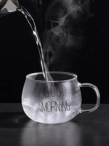 Transparent Glass Mug – “Good Morning” Design for Coffee & Tea