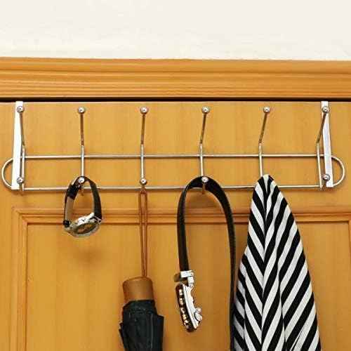 Over The Door Clothes Hanger with 12 Double Hooks Portable Home Office Decor Heavy Hanging Coats Clothes Hats Robes Towels, 12 Metal Hangers
