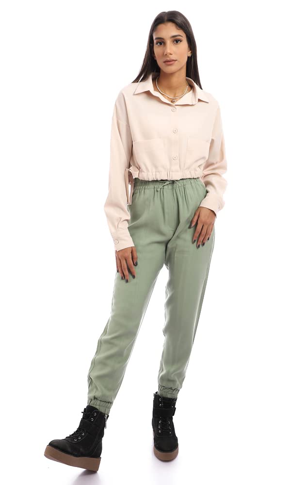 Ravin womens Ravin Women Leather Cropped Long Sleeved Button Down Shirt Shirt