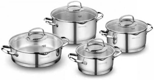 Korkmaz 8-Piece Cookware Set A1999 Silver Kitchen Pots Set – Safqqa Egypt