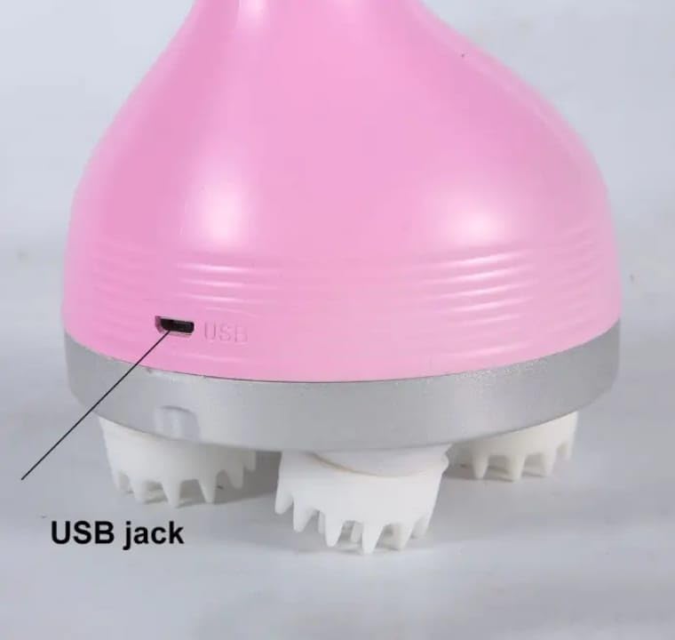 Head Massager Electric Scalp – 4 Kneading Nodes with 4-Speed Settings for Relaxation, Hair Growth & Pain Relief – Handheld, Rechargeable & Portable Massager for Full Body Use (Pink)