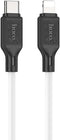 Hoco X90 - Cool PD Silicone Fast Charging And Data Transmittion Cable (20W - 1M), USB-C To Lightning Plug, Compatible With Apple iPhone iPad Airpods - White - Safqqa Egypt