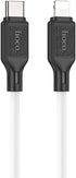 Hoco X90 - Cool PD Silicone Fast Charging And Data Transmittion Cable (20W - 1M), USB-C To Lightning Plug, Compatible With Apple iPhone iPad Airpods - White - Safqqa Egypt