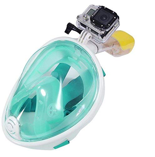 Anti fog detachable dry snorkeling full face mask set - m, green