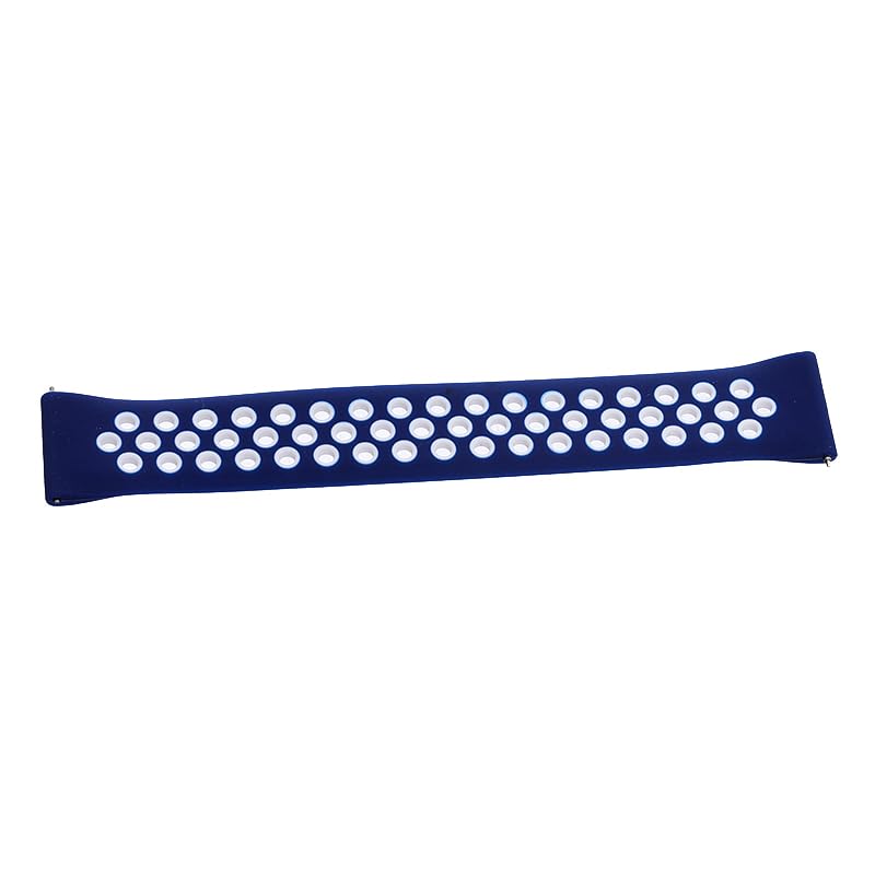 Generic Silicone Adjustable Watch Strap With Holes Design For Unisex Compatible With Smart Watches 22 MM - Navy White