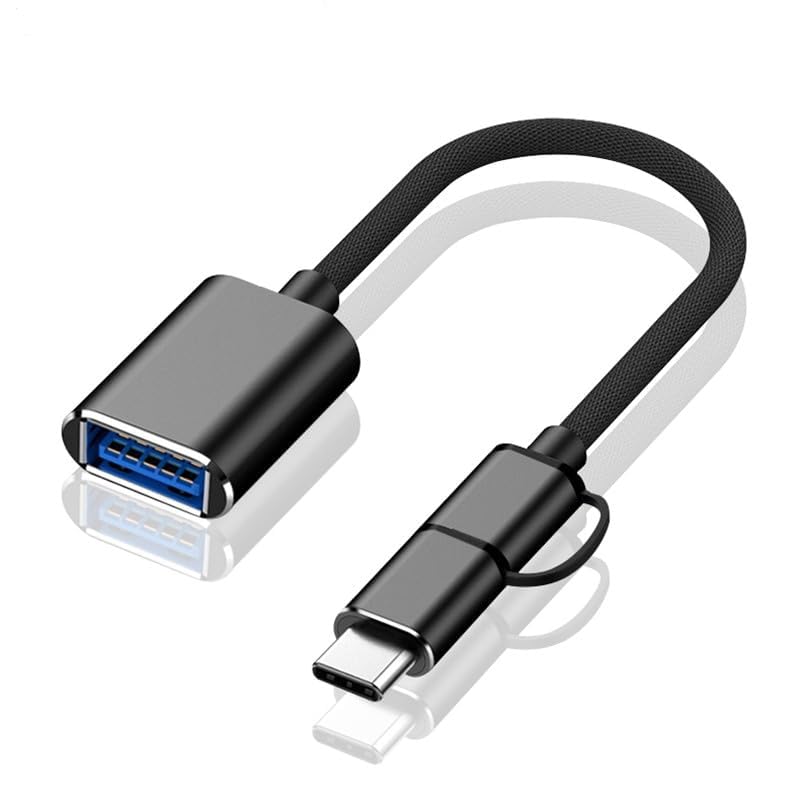 كيندكس KX 3178 2 في 1 تايب C + مايكرو إلى OTG كابل تحويل نقل بيانات (GP91) - أسود، USB