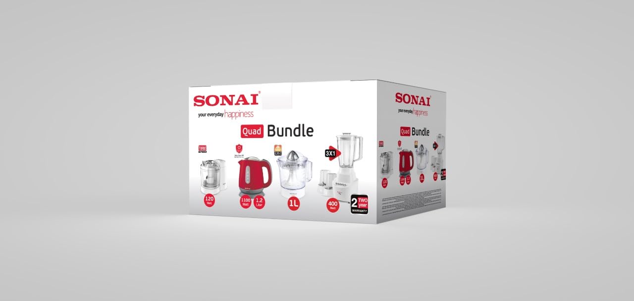 Sonai bundle 4x1, blender 400w, Juicer 1L,Chopper turbo 350ml, Kettel 1,2 1100 Watt