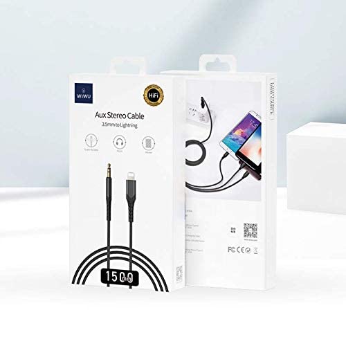 Wiwu 3.5mm audio stereo cable compatible lightning 1.5m, black