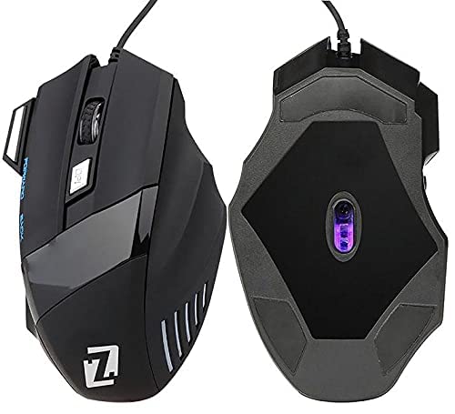 ماوس العاب ضوئي Zr-1800 7D LED بسلك USB 3200 نقطة لكل بوصة للاب توب والكمبيوتر من زيرو - اسود