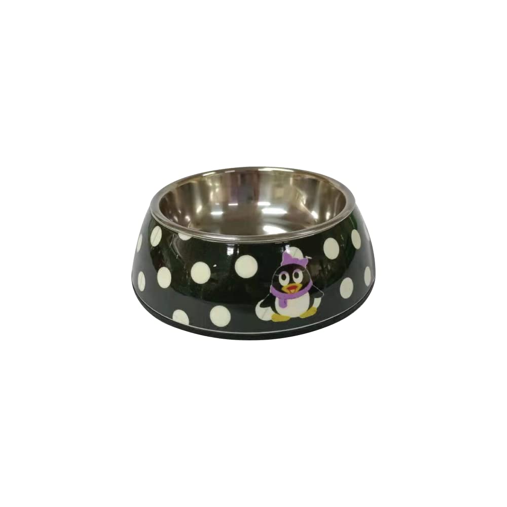 Nutra Pet Melamine Round Bowl Black & White Polka L:22 * 7.5 Cm For Dog Food