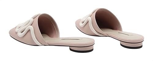 Charles & Keith Faux Leather Almond-Toe Rope-Detail Mules for Women