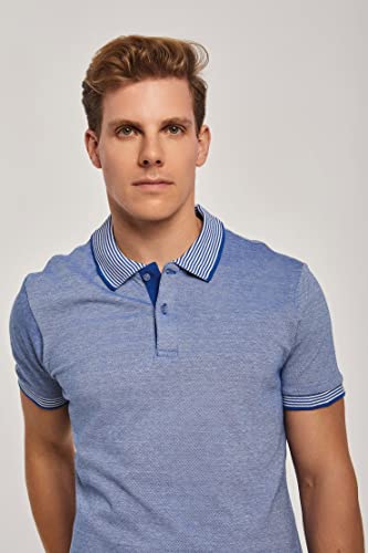 DALYDRESS Men's Casual Short Sleeve Cotton Polo Shirt with Striped Collar - Regular Fit - Model 220-470-302-13