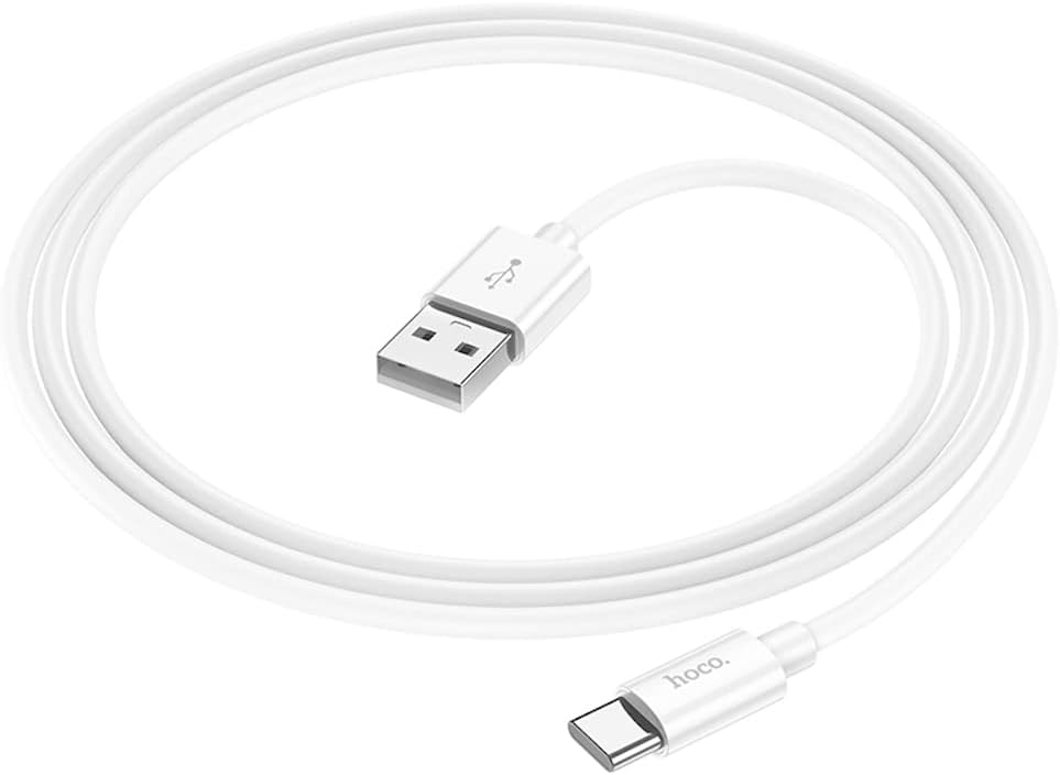 Hoco X87 - Magic Silicone Charging And Data Transmittion Cable (3A - 1M), USB-C Plug Compatible With Samsung Huawei Xiaomi Oppo - White