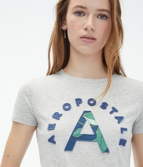 تي شيرت Aeropostale نسائي مزين بشعار الأزهار (موديل 5726S22A) 