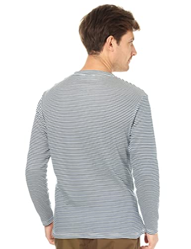 Offcliff Men's Striped Long Sleeve Henley Neck Top with Side Broderie