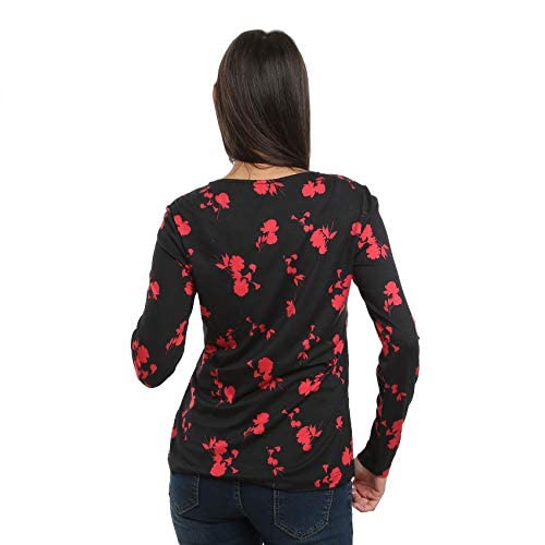 ESLA Long-sleeved Printed Top For Women,Classic round-neck design.