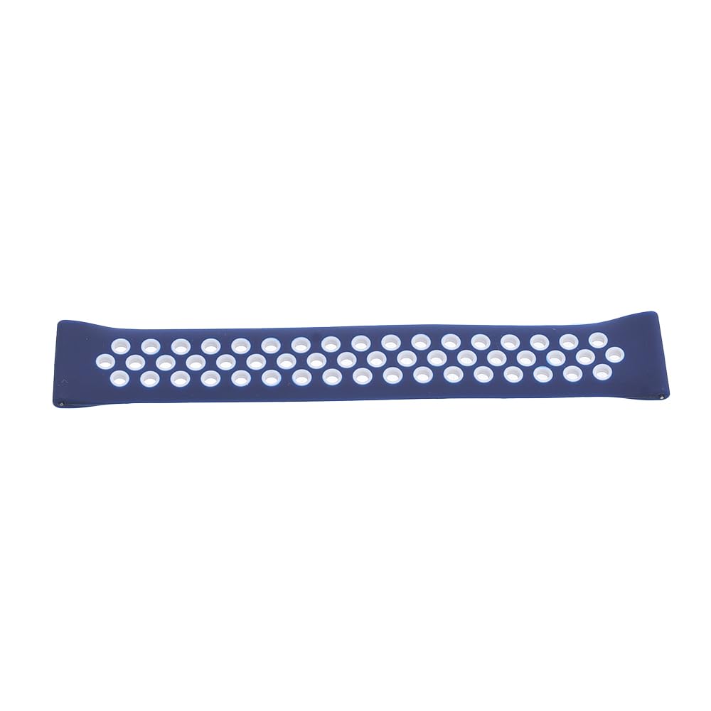 Generic Silicone Adjustable Watch Strap With Holes Design For Unisex Compatible With Smart Watches 20 MM - Navy White
