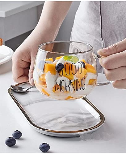 Transparent Glass Mug – “Good Morning” Design for Coffee & Tea