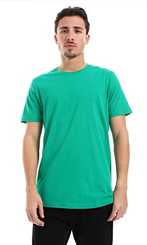 Ravin Men's Ribbed Crew Neck Solid Basic Cotton T-Shirt