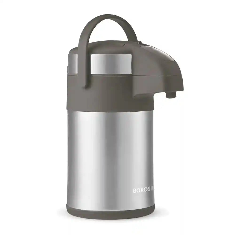 BOROSIL AIRPOT FLASK WITH PUMP |VACUUM INSULATED DOUBLE WALL STAINLESS STEEL TEA POT | COFFEE POT | THERMOS | FLASK | CARAFE 3 LITER - Safqqa Egypt