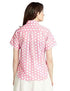 Polka Dot Cotton Short-Sleeve Rounded-Hem Button-Down Shirt For Women - Safqqa Egypt