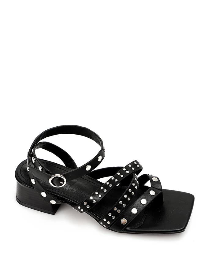 Dejavu studded square toecap thong heeled Sandals