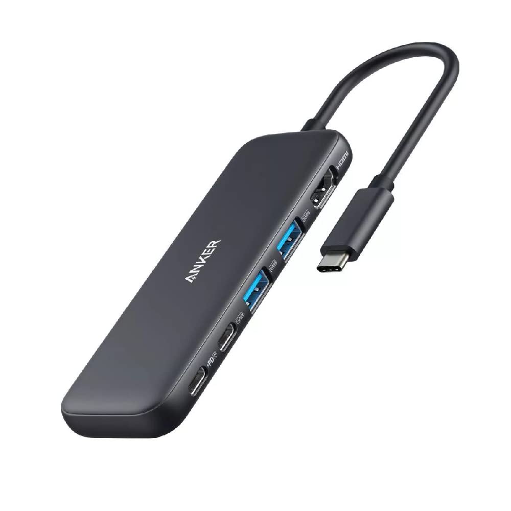 محولات أنكر USB-C متعددة المنافذ 5 في 1 مع HDMI بدقة 4K وشاحن طاقة 100 واط، نقل الملفات من وإلى اللابتوب بسرعات تصل إلى 5 جيجابت في الثانية عبر منافذ بيانات USB-C وUSB-A. أسود - ضمان 18 شهرًا