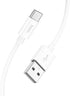 Hoco X87 - Magic Silicone Charging And Data Transmittion Cable (3A - 1M), USB-C Plug Compatible With Samsung Huawei Xiaomi Oppo - White
