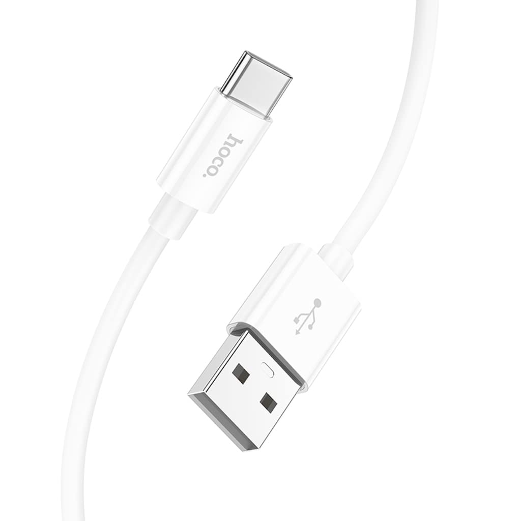 Hoco X87 - Magic Silicone Charging And Data Transmittion Cable (3A - 1M), USB-C Plug Compatible With Samsung Huawei Xiaomi Oppo - White