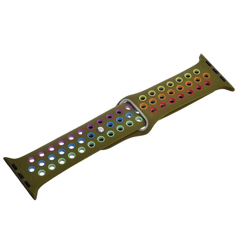 Generic Silicone Adjustable And Expandable Watch Strap With Holes Design For Unisex Compatible With Smart Watches 42/44L - Multi Color