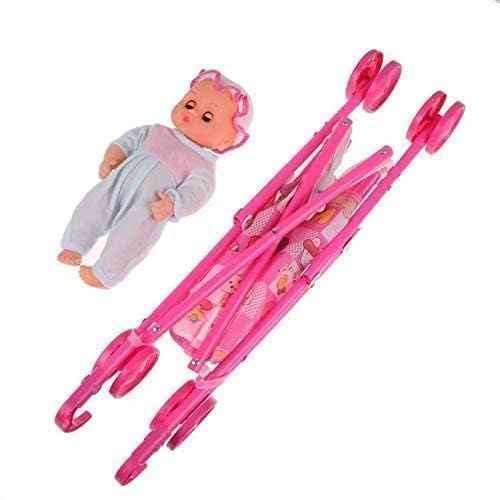 Dolls Buggy Stroller Pushchair Pram Foldable Girls Toy Doll Pram Baby Doll trolley doll - Safqqa Egypt