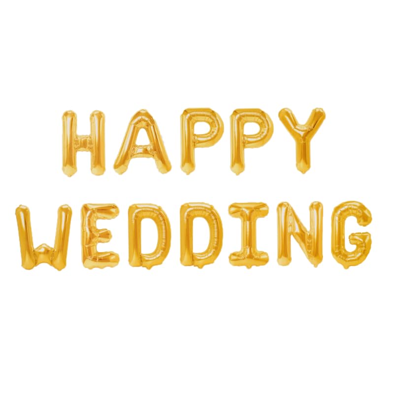 بالونات كبيرة من الفويل يمكن ملؤها بالهواء او الهيليوم من مواد عالية الجودة مصنوعة خصيصا لتزيين حفلات الزفاف، مجموعة من 12 قطع - ذهبي