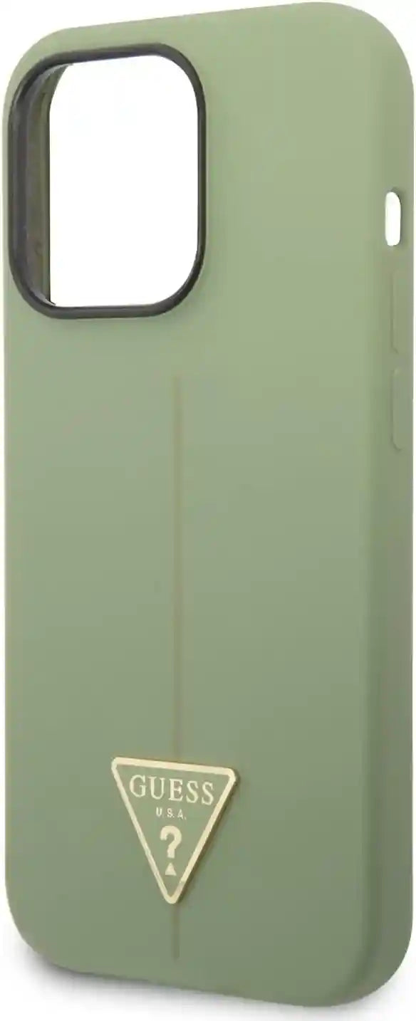 CG MOBILE Guess جراب صلب من السيليكون بتصميم مثلث لهاتف iPhone 14 Pro Max (6.7 بوصة) - أسود