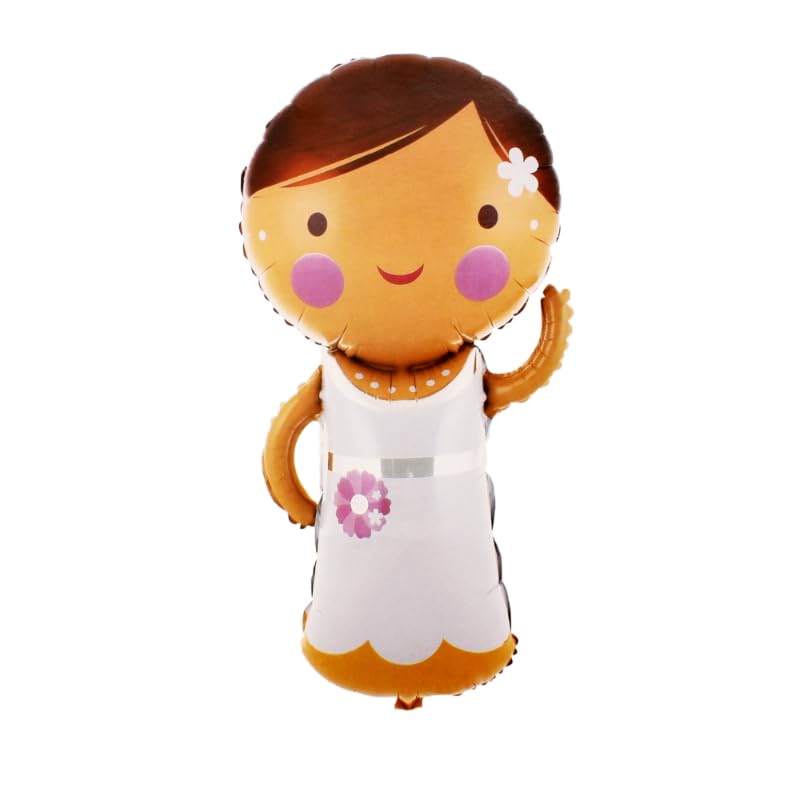 بالونات زينة حفلات كبيرة من الفويل على شكل عروس ترتدي فستان يمكن ملؤها بالهواء أو الهيليوم وتتضمن شفاطة مصنوعة خصيصًا لتزيين الزفاف