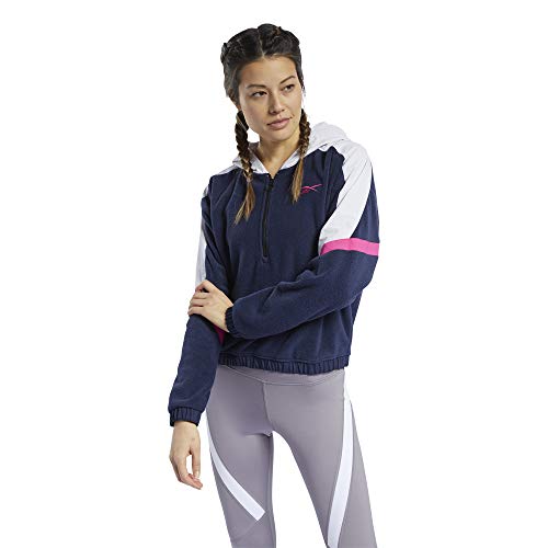 هودي بسحاب وشعار على الصدر بلون متباين من Reebok MYT للنساء 