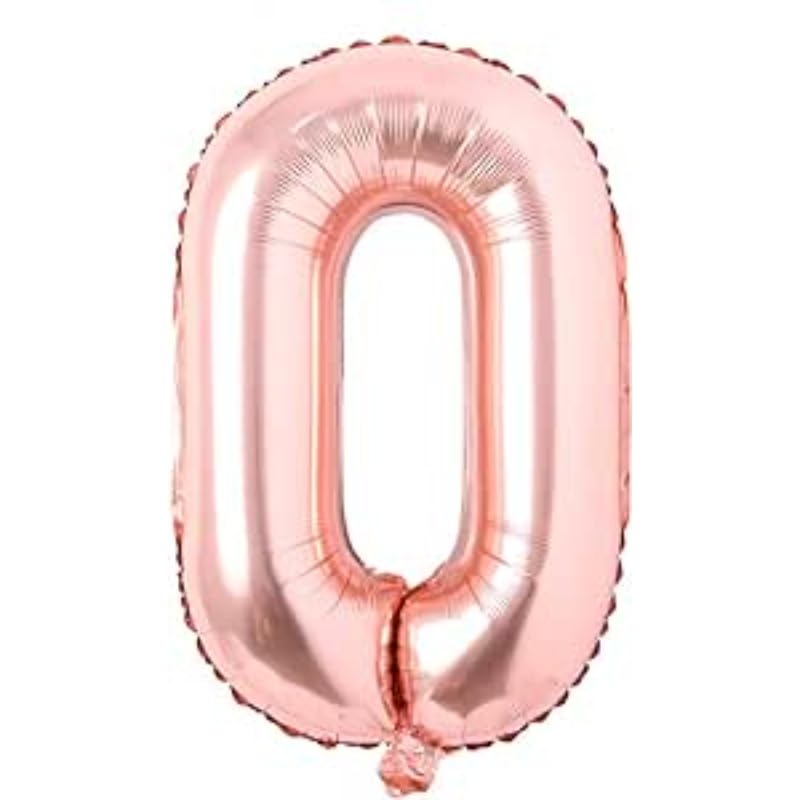 بالون فويل كبير على شكل رقم صفر يمكن ملؤه بالهواء أو الهيليوم من مواد عالية الجودة مصنوعة خصيصا لتزيين حفلات أعياد الميلاد 82 × 72 سم - ذهبي وردي