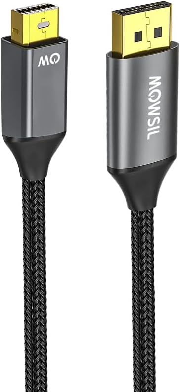 Mowsil 4K Mini DisplayPort to DisplayPort Cable 2M – Bi-Directional Gold Plated