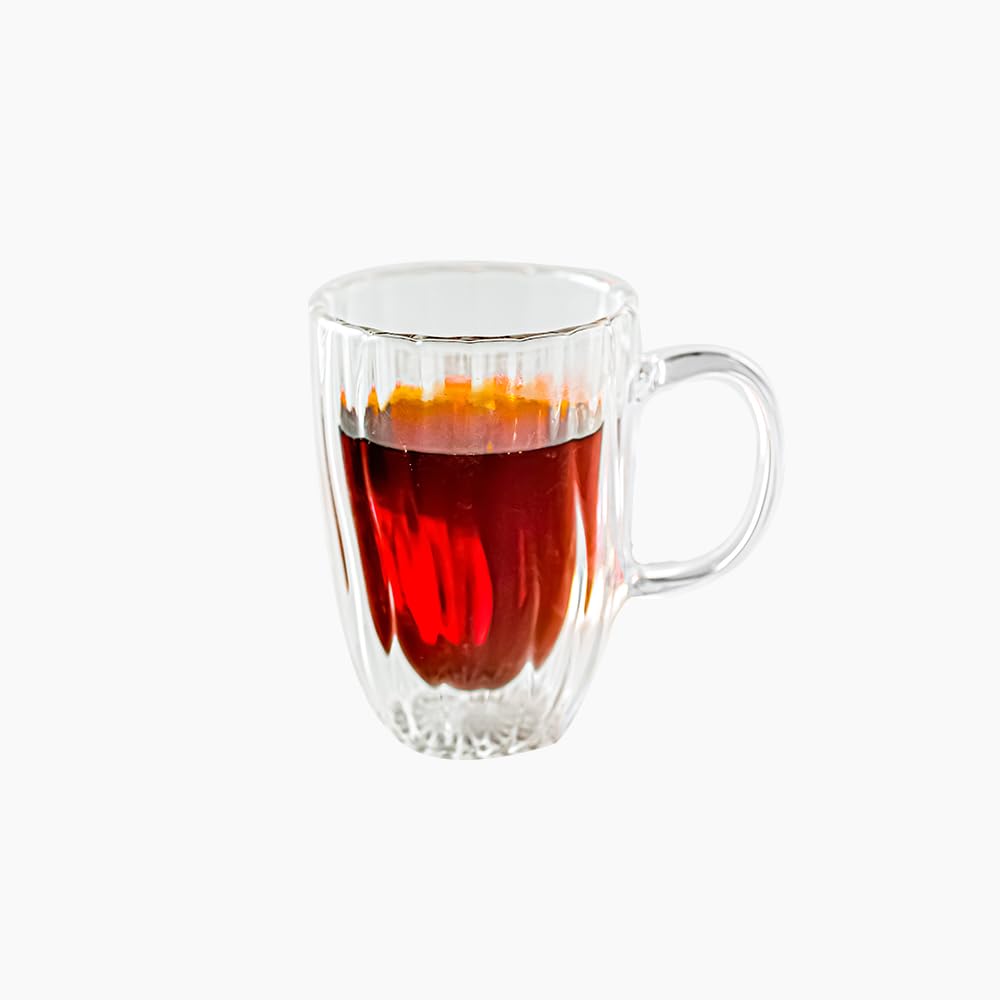 Zinnia Glass Coffee Cups, 300ml High-quality transparent glass - Safqqa