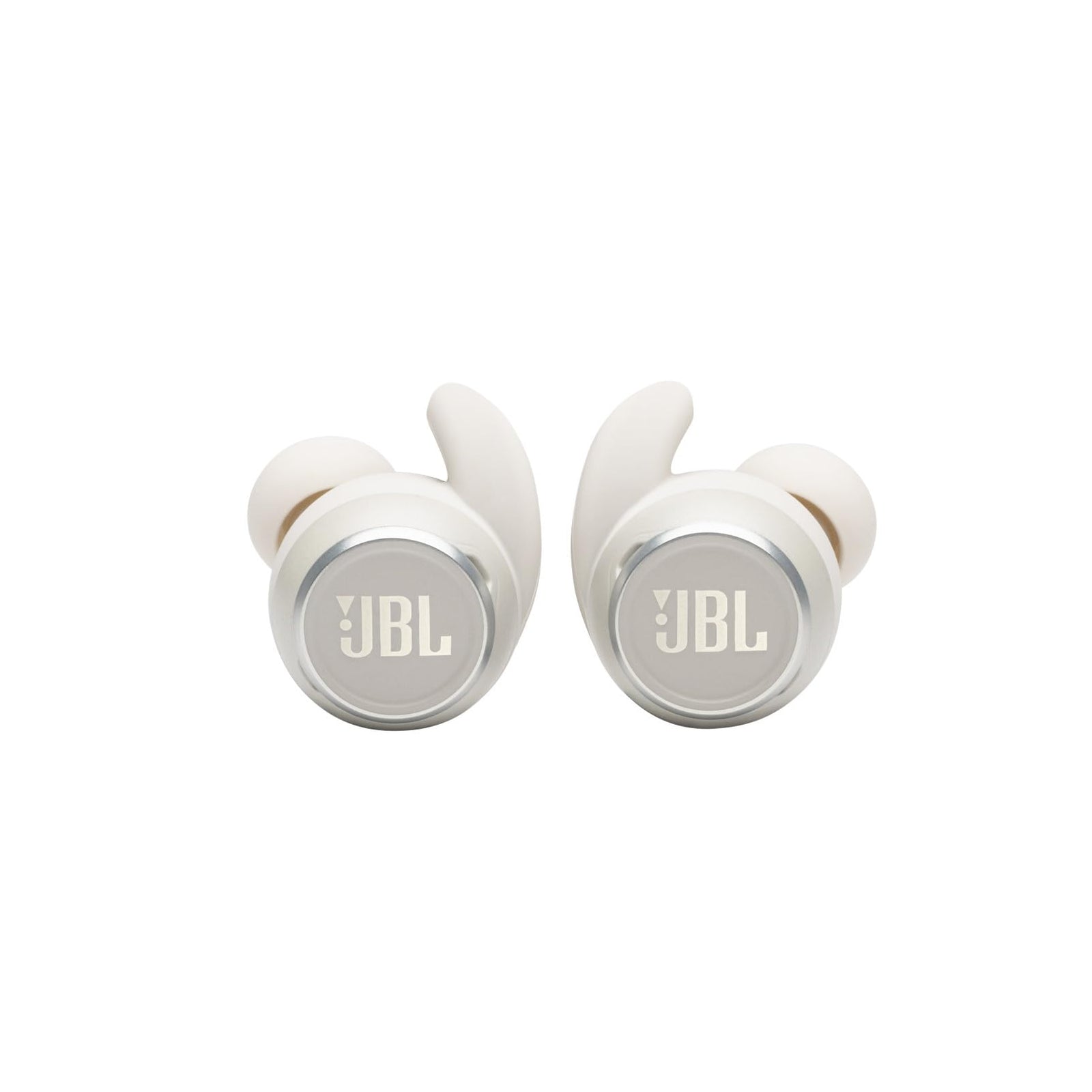سماعات من JBL الصغيرة الرياضية المقاومة للماء بتقنية البلوتوث – باللون الأبيض هي سماعات أذن لاسلكية صغيرة