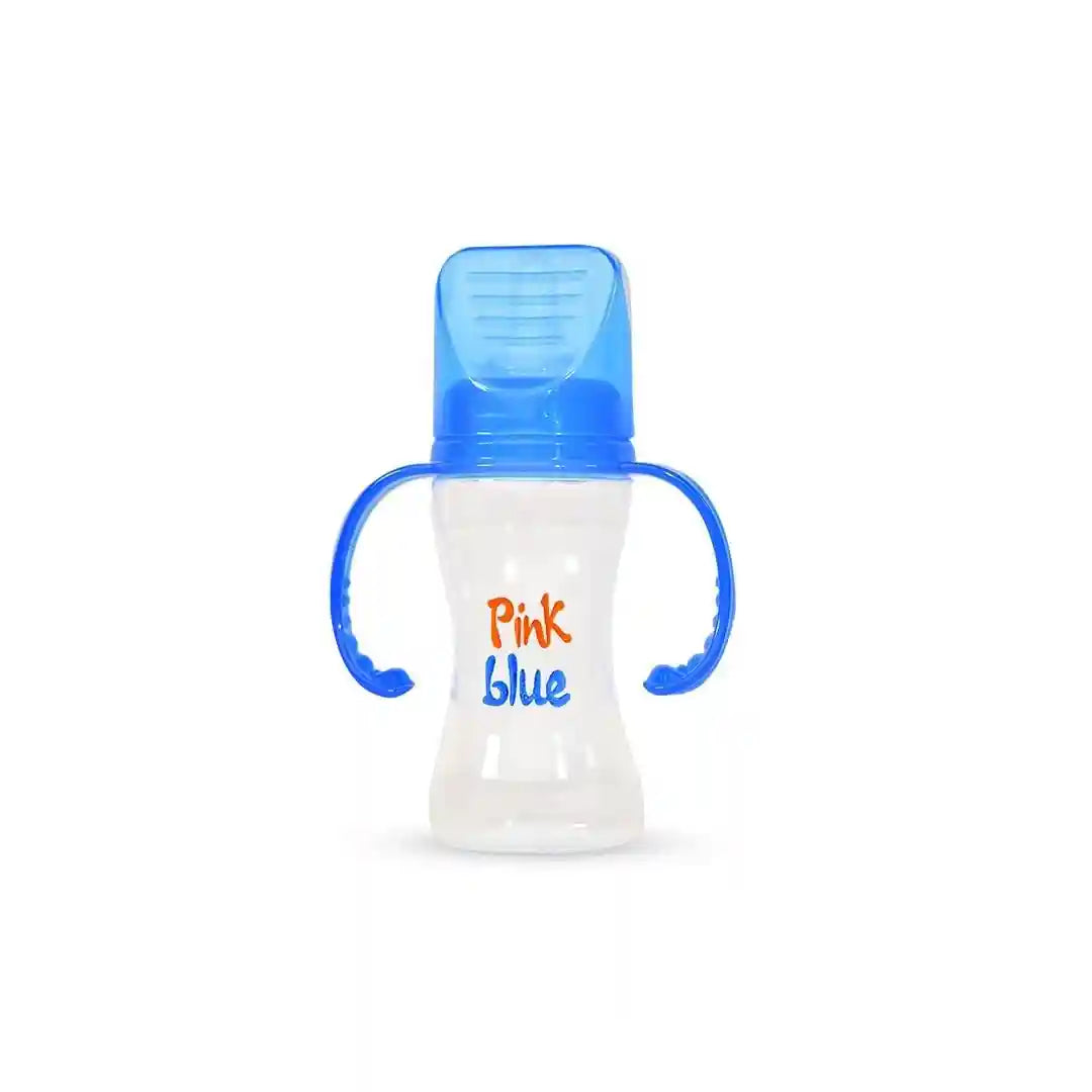 Pink Blue Baby Bottle With Handle 160 ML For Your Babies - Blue