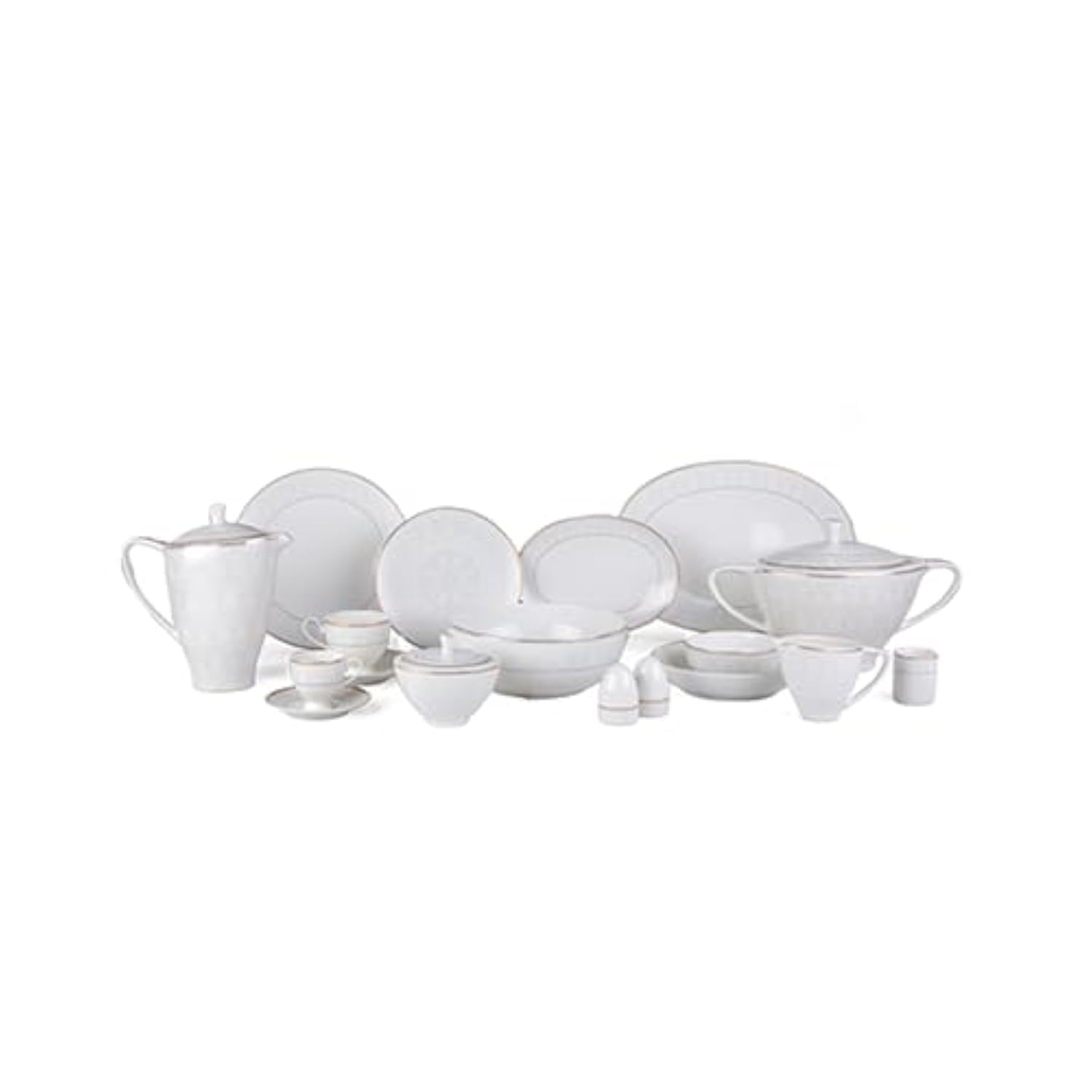 Lotus Porcelain Dinner Set, 62 pieces ,Made from high-quality porcelain for durability and elegance - Safqqa
